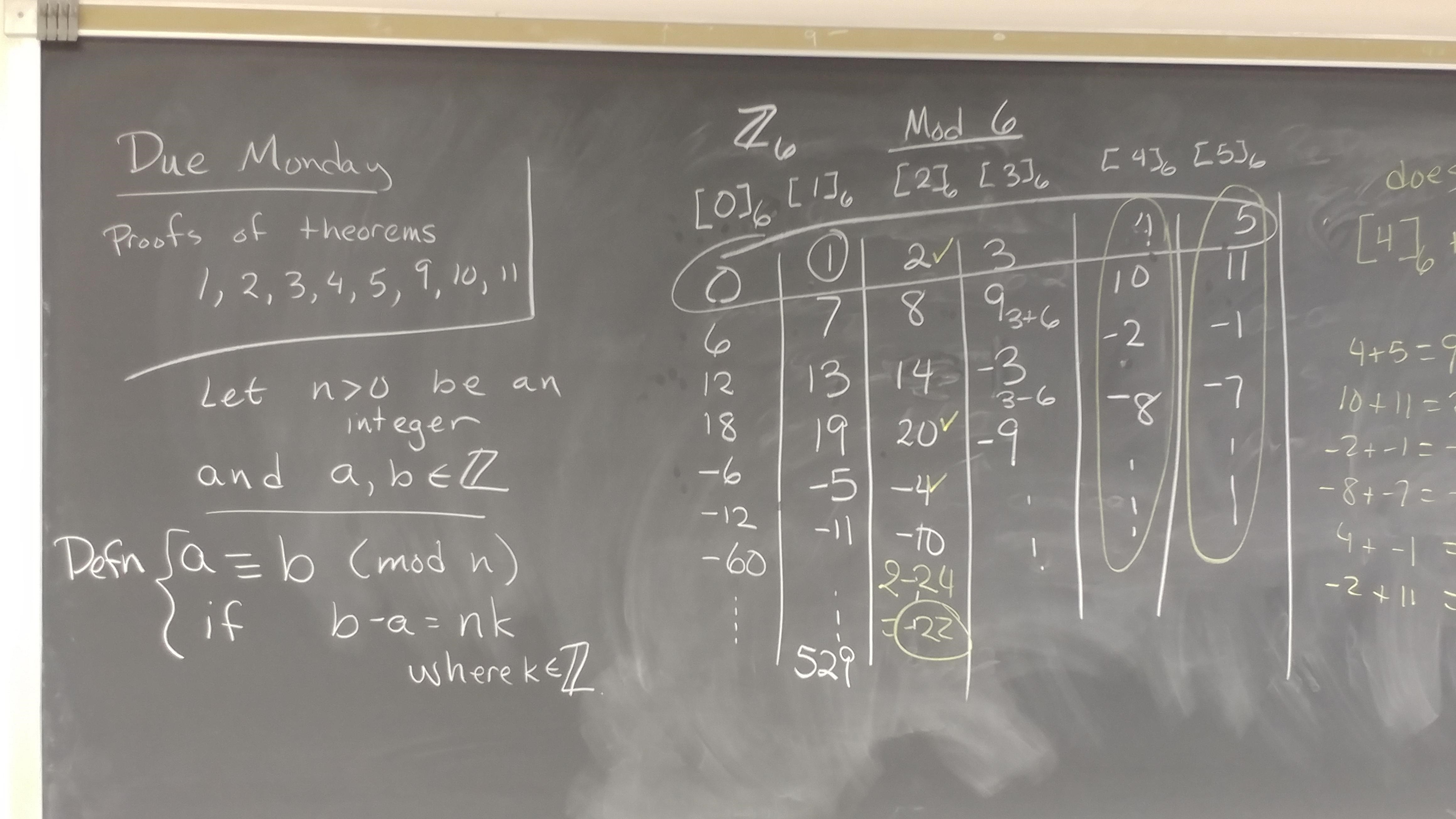 equivalence classes mod 6